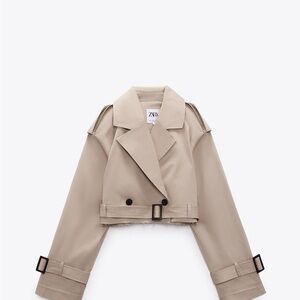 Zara Women's Beige Cropped Trench Coat